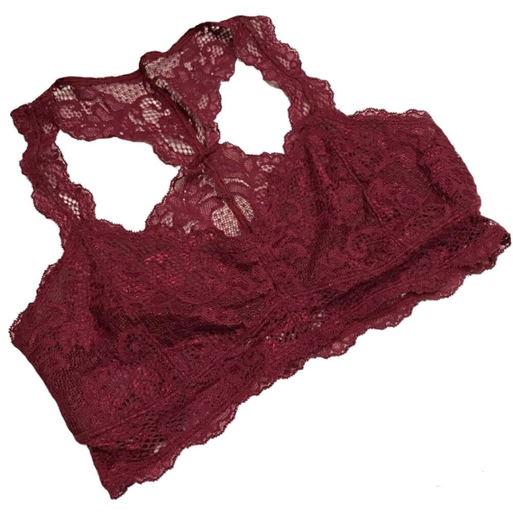 Express One Eleven Bralette Wine Burgundy   Red Lace Size Medium - Picture 2 of 6